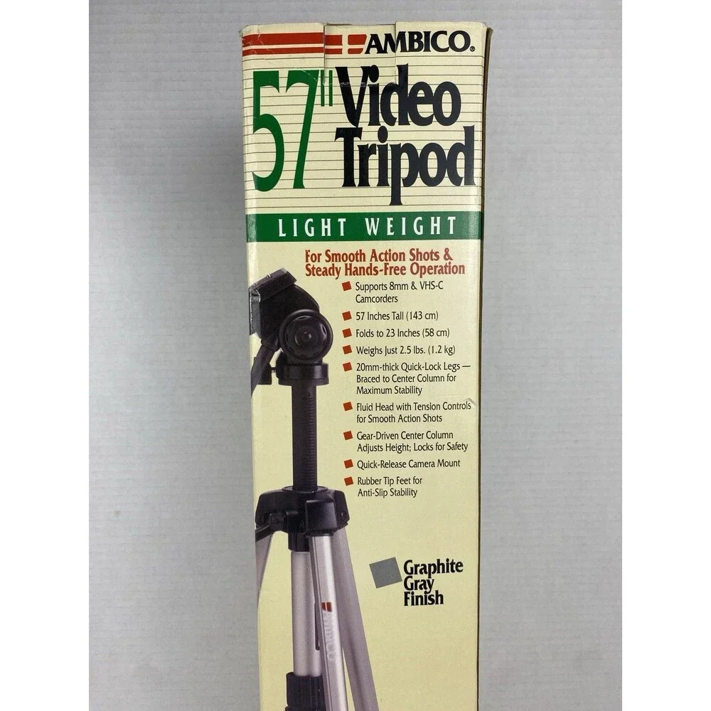Ambico V-0554 Camera Camcorder Tripod Vintage Tripod 1994 *NEW IN BOX*